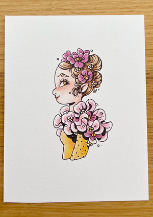 Orchid faerie portrait - Original Illustration