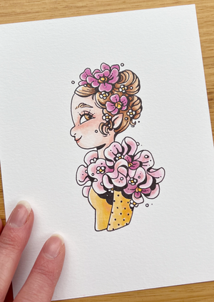 Orchid faerie portrait - Original Illustration