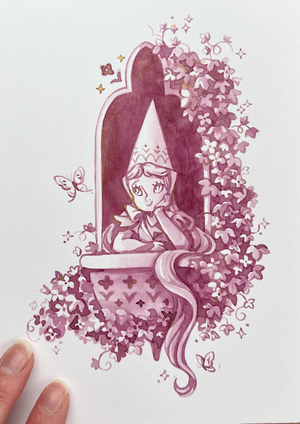 Shimmery pink ink princess - Original Illustration