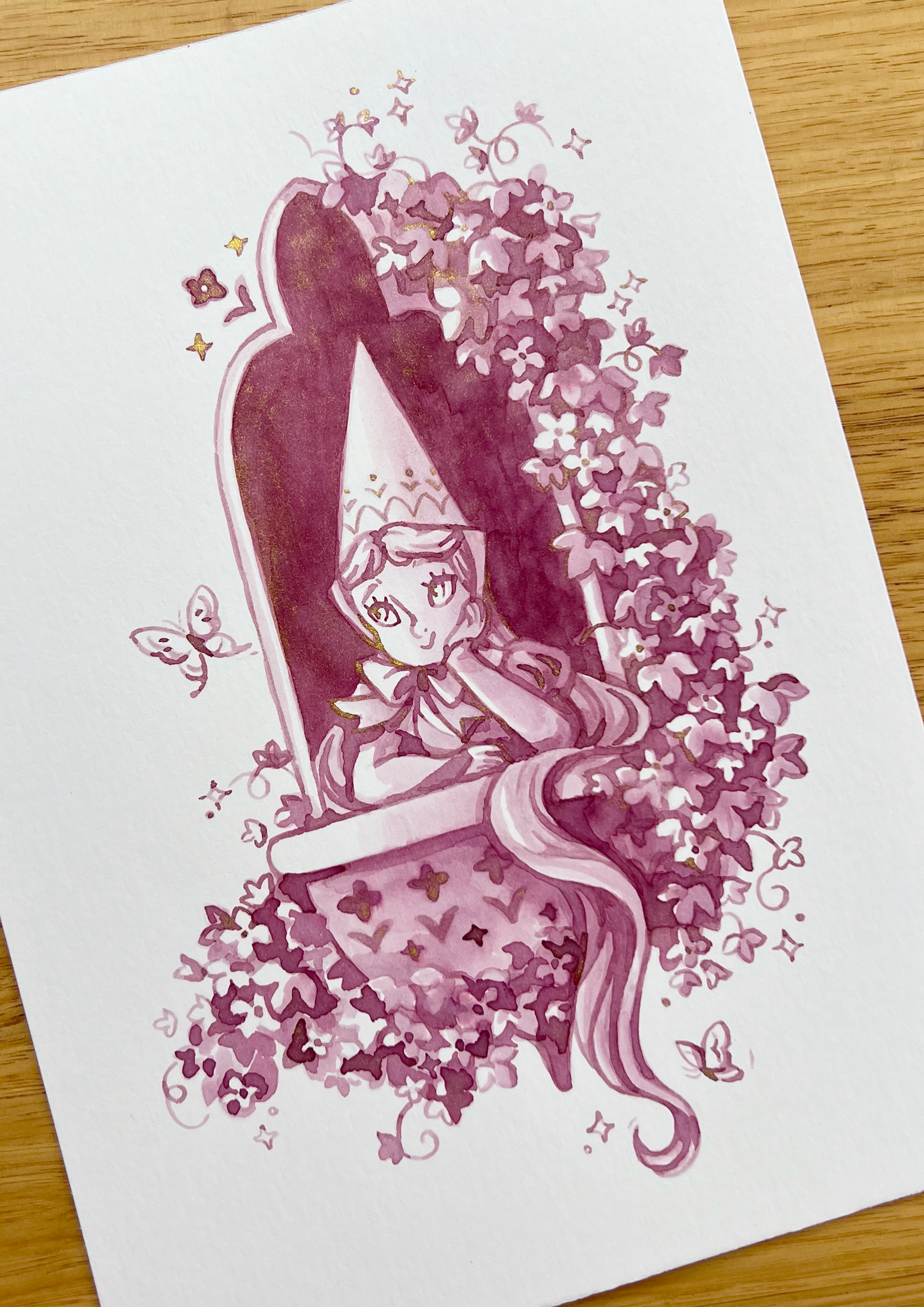 Shimmery pink ink princess - Original Illustration