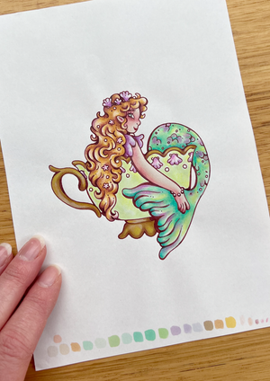 Teacup mermaid - Original Illustration