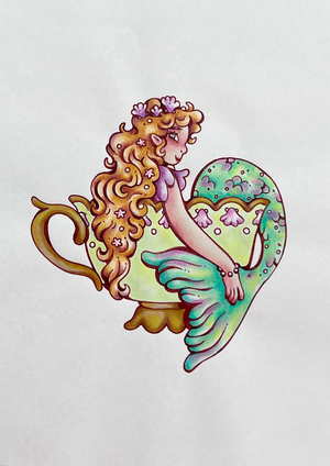 Teacup mermaid - Original Illustration