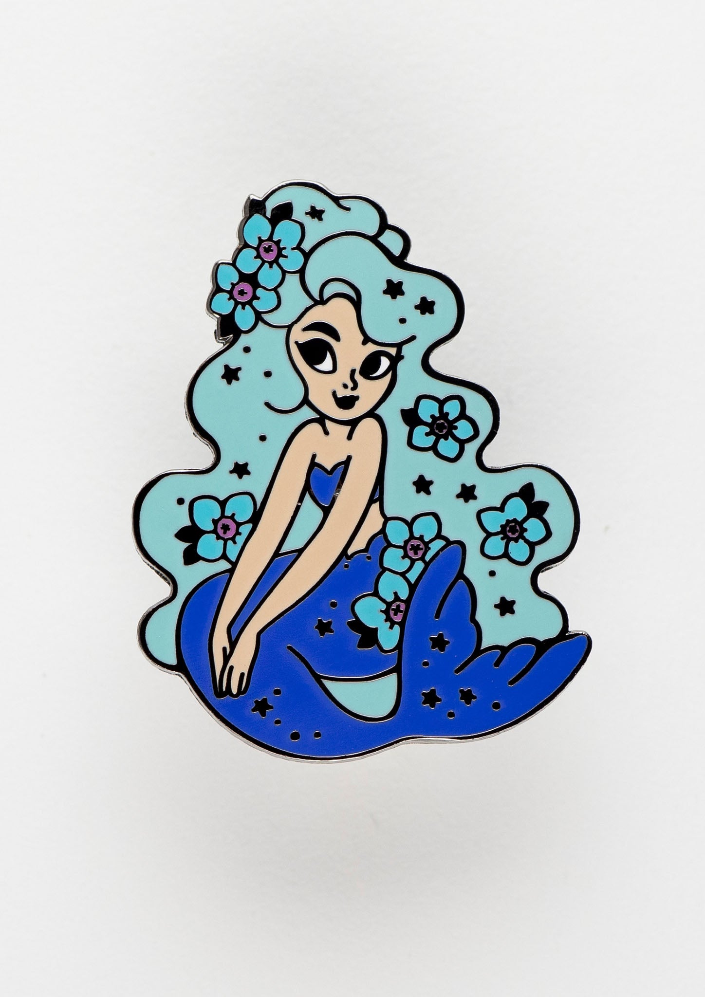 Forget Me Not Mermaid Enamel Pin