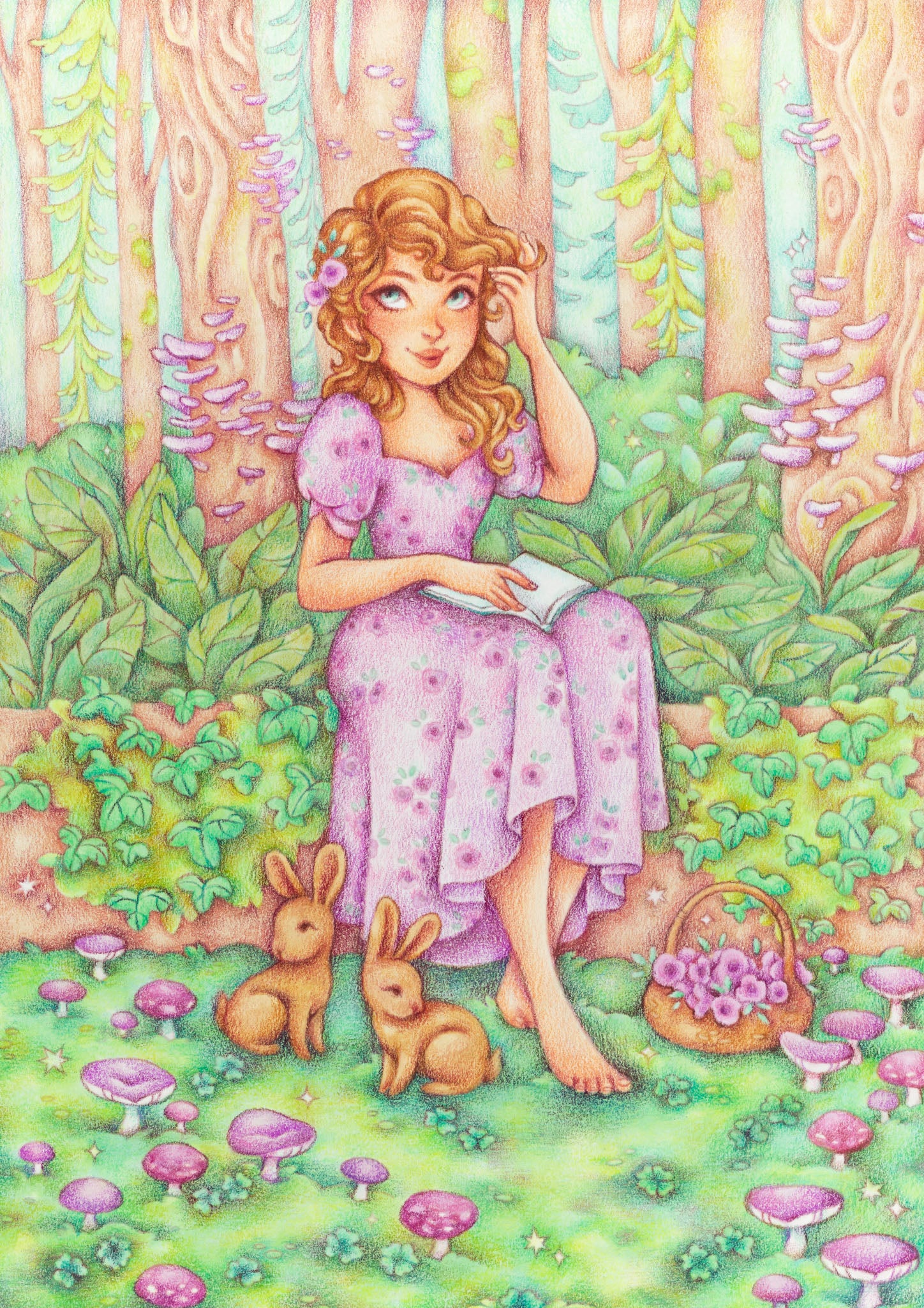 Lost In A Book - Original Illustration